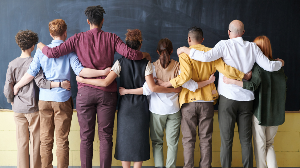 Team of employees showing socially responsible branding