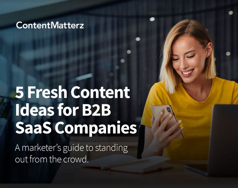 A cover image for an eBook titled 5 Fresh Content Ideas for B2B SaaS companies